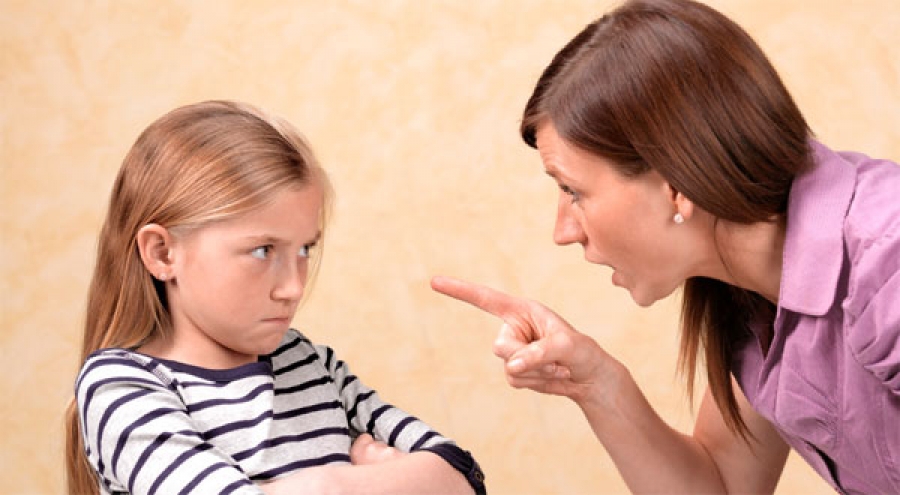 Parent shouting at girl child